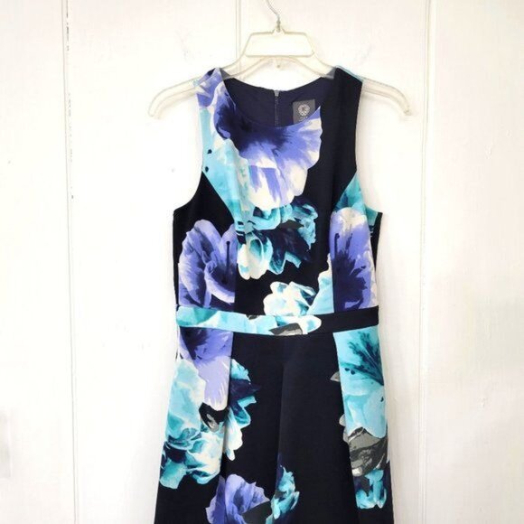 Vince Camuto Sleeveless Blue Floral Dress Size 6 - Picture 4 of 5